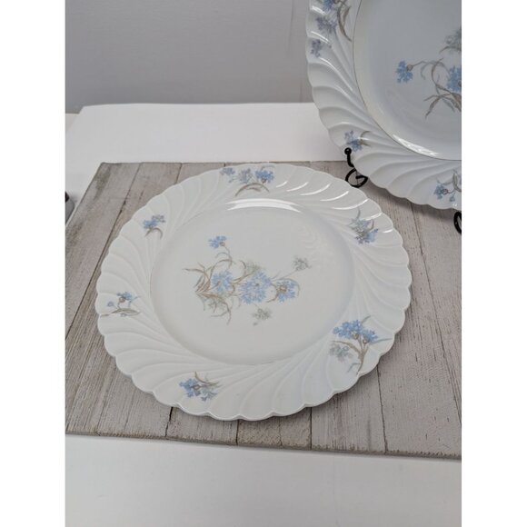 Haviland Limoges Bergere Set 2 Dinner Plates Vintage Blue Flowers France - Picture 2 of 9